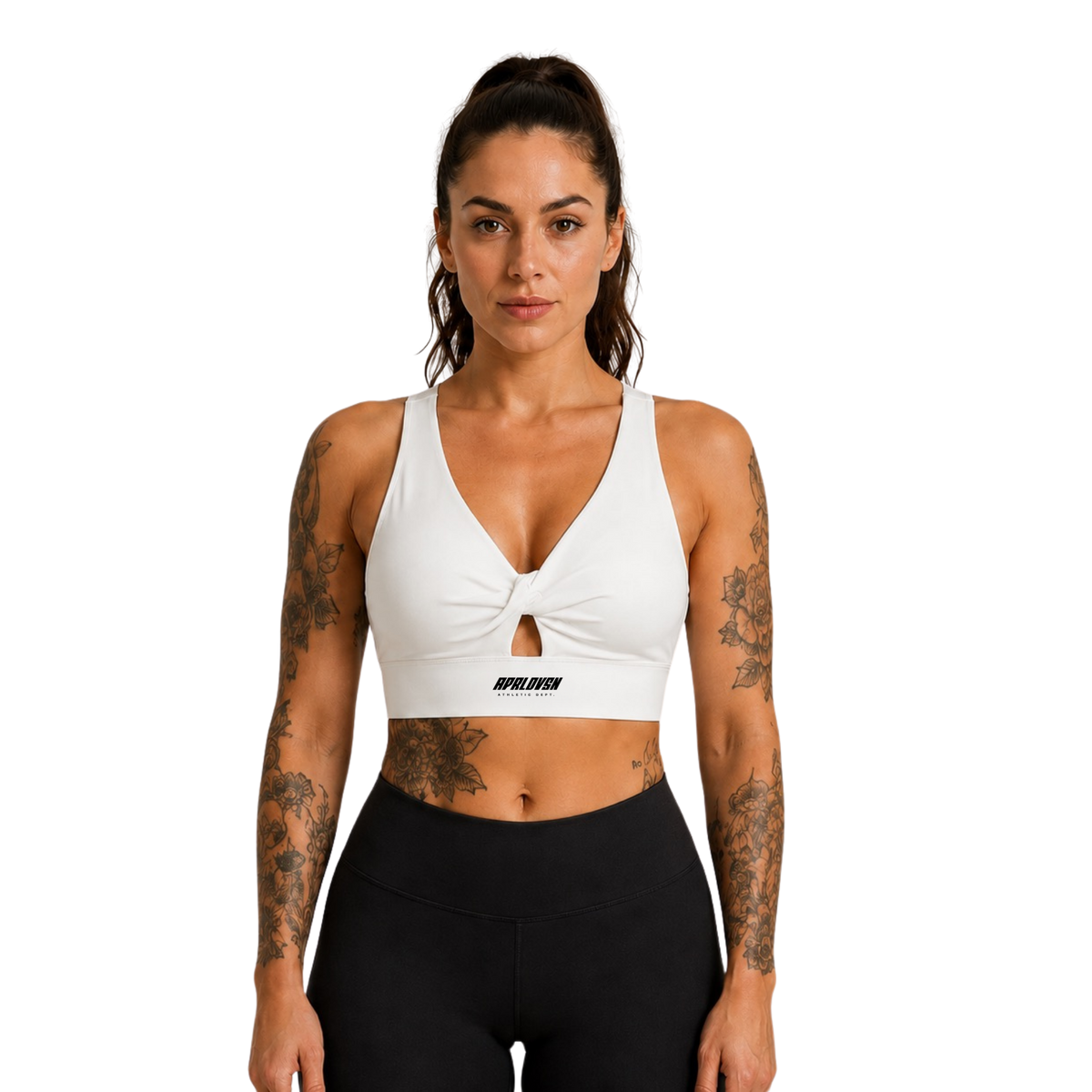 Luxe Twist Front V Neck Sports Bra