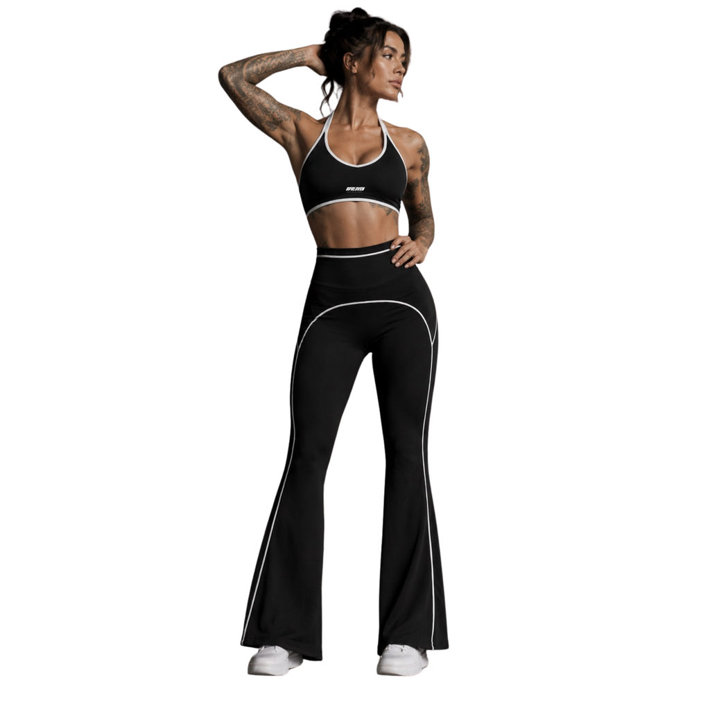 Luxe Duo Tone High Waist Flare Leggings