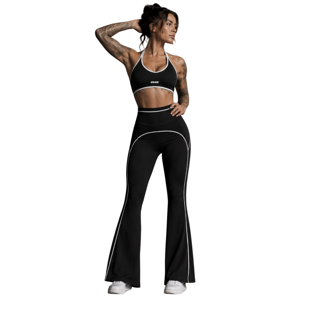 Luxe Duo Tone High Waist Flare Leggings