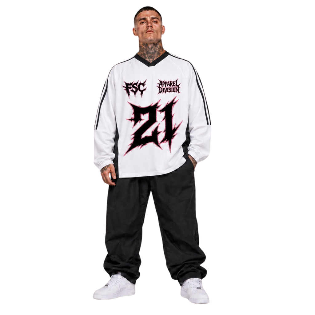 APRLDVSN Contrast V Neck Long Sleeve Tee
