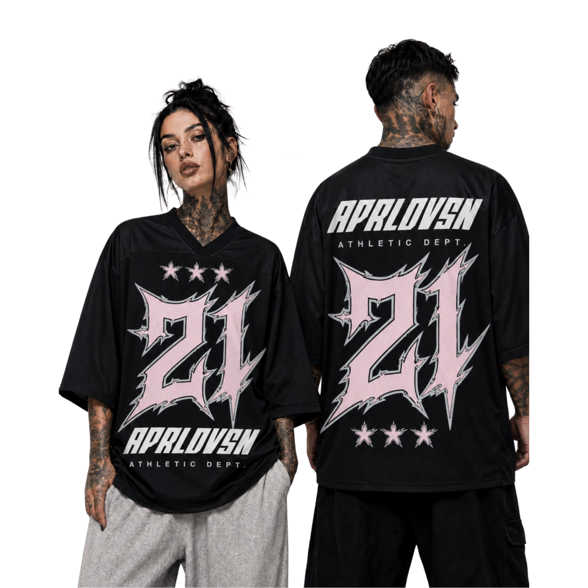 APRLDVSN Black x Baby Pink  Mesh Jersey