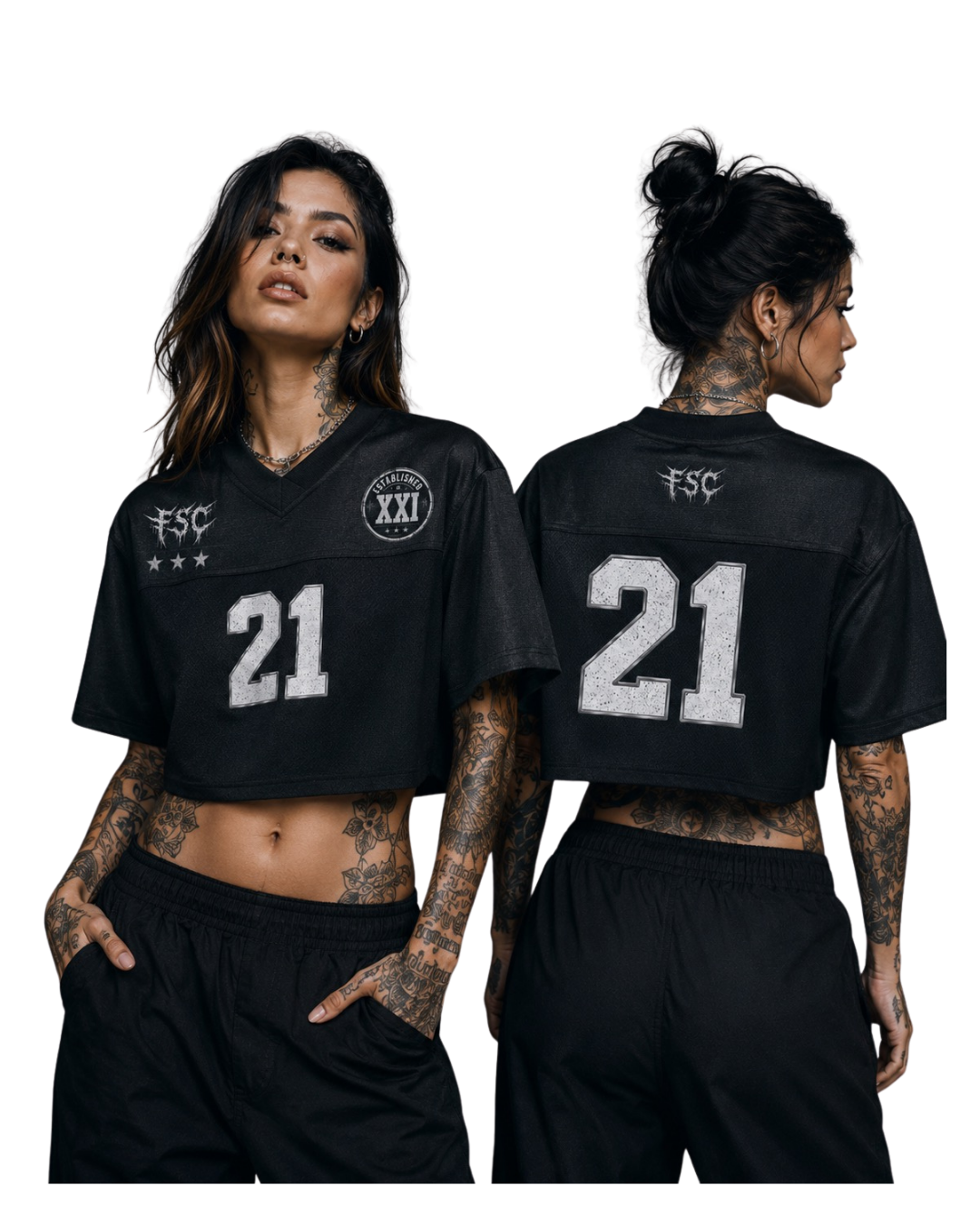 Cropped Panel V Neck NFL Jersey by FSC