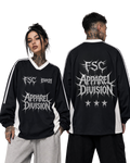 Apparel Division Contrast V Neck Long Sleeve Tee